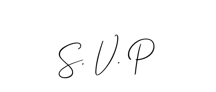 Create a beautiful signature design for name S. V. P. With this signature (Allison_Script) fonts, you can make a handwritten signature for free. S. V. P signature style 2 images and pictures png