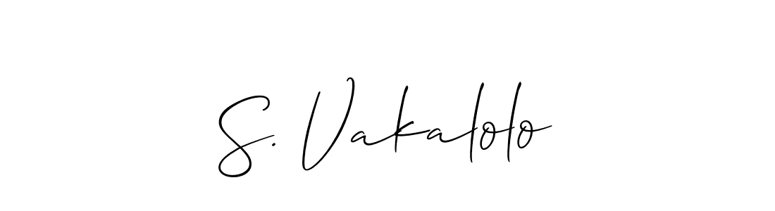 This is the best signature style for the S. Vakalolo name. Also you like these signature font (Allison_Script). Mix name signature. S. Vakalolo signature style 2 images and pictures png
