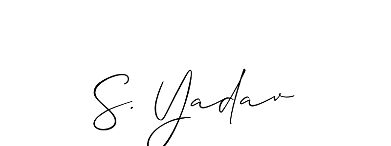 Also You can easily find your signature by using the search form. We will create S. Yadav name handwritten signature images for you free of cost using Allison_Script sign style. S. Yadav signature style 2 images and pictures png