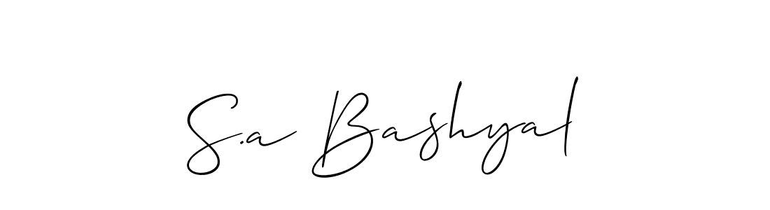 It looks lik you need a new signature style for name S.a Bashyal. Design unique handwritten (Allison_Script) signature with our free signature maker in just a few clicks. S.a Bashyal signature style 2 images and pictures png