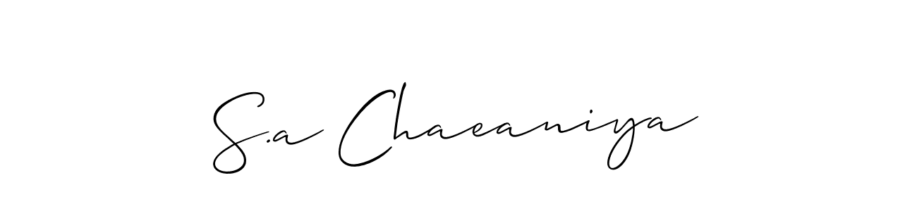 Also You can easily find your signature by using the search form. We will create S.a Chaeaniya name handwritten signature images for you free of cost using Allison_Script sign style. S.a Chaeaniya signature style 2 images and pictures png