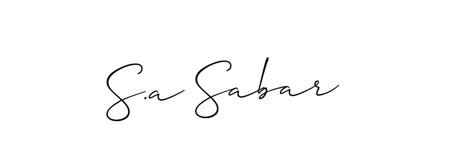 How to make S.a Sabar name signature. Use Allison_Script style for creating short signs online. This is the latest handwritten sign. S.a Sabar signature style 2 images and pictures png