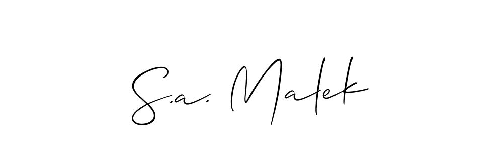 Make a short S.a. Malek signature style. Manage your documents anywhere anytime using Allison_Script. Create and add eSignatures, submit forms, share and send files easily. S.a. Malek signature style 2 images and pictures png