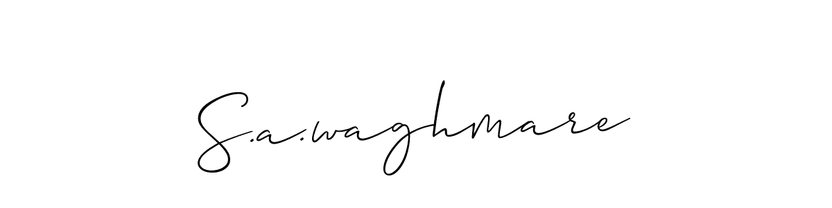 How to make S.a.waghmare name signature. Use Allison_Script style for creating short signs online. This is the latest handwritten sign. S.a.waghmare signature style 2 images and pictures png