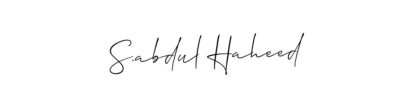 Allison_Script is a professional signature style that is perfect for those who want to add a touch of class to their signature. It is also a great choice for those who want to make their signature more unique. Get S.abdul Haheed name to fancy signature for free. S.abdul Haheed signature style 2 images and pictures png