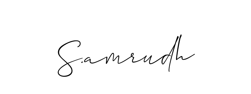 The best way (Allison_Script) to make a short signature is to pick only two or three words in your name. The name S.amrudh include a total of six letters. For converting this name. S.amrudh signature style 2 images and pictures png