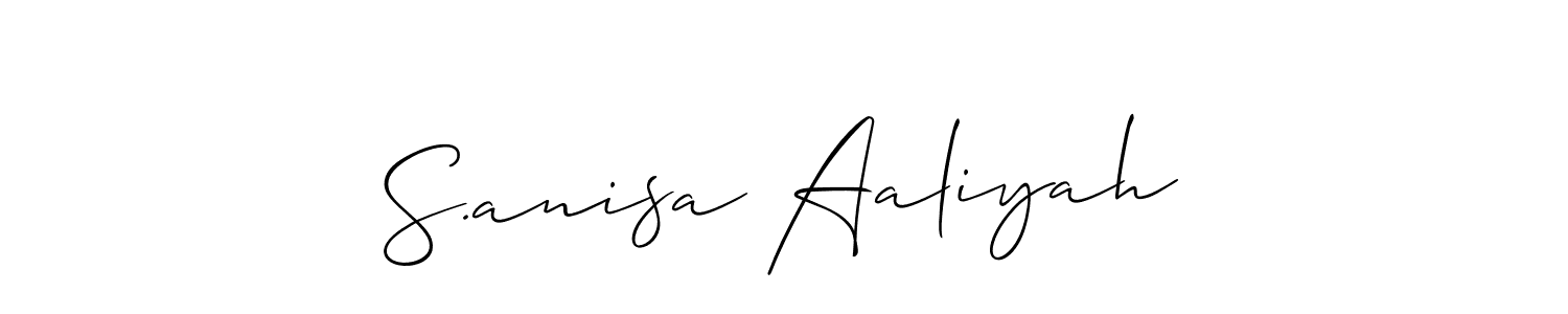 You should practise on your own different ways (Allison_Script) to write your name (S.anisa Aaliyah) in signature. don't let someone else do it for you. S.anisa Aaliyah signature style 2 images and pictures png