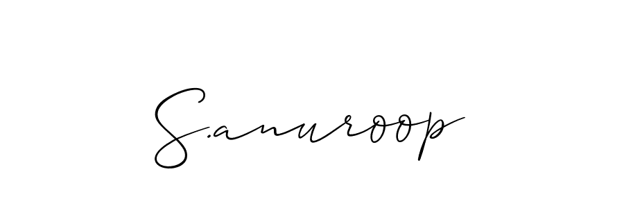 The best way (Allison_Script) to make a short signature is to pick only two or three words in your name. The name S.anuroop include a total of six letters. For converting this name. S.anuroop signature style 2 images and pictures png