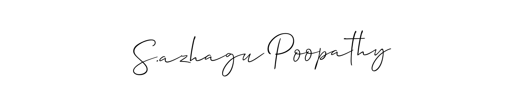The best way (Allison_Script) to make a short signature is to pick only two or three words in your name. The name S.azhagu Poopathy include a total of six letters. For converting this name. S.azhagu Poopathy signature style 2 images and pictures png