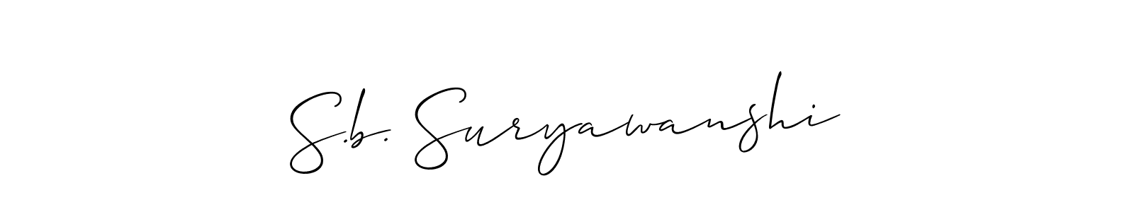if you are searching for the best signature style for your name S.b. Suryawanshi. so please give up your signature search. here we have designed multiple signature styles  using Allison_Script. S.b. Suryawanshi signature style 2 images and pictures png