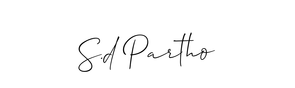 The best way (Allison_Script) to make a short signature is to pick only two or three words in your name. The name S.d Partho include a total of six letters. For converting this name. S.d Partho signature style 2 images and pictures png