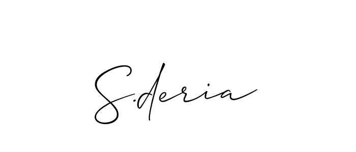 Use a signature maker to create a handwritten signature online. With this signature software, you can design (Allison_Script) your own signature for name S.deria. S.deria signature style 2 images and pictures png