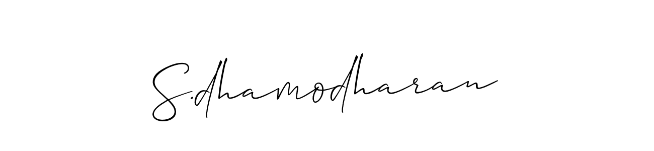 The best way (Allison_Script) to make a short signature is to pick only two or three words in your name. The name S.dhamodharan include a total of six letters. For converting this name. S.dhamodharan signature style 2 images and pictures png