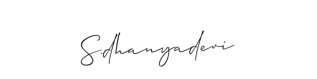 Allison_Script is a professional signature style that is perfect for those who want to add a touch of class to their signature. It is also a great choice for those who want to make their signature more unique. Get S.dhanyadevi name to fancy signature for free. S.dhanyadevi signature style 2 images and pictures png