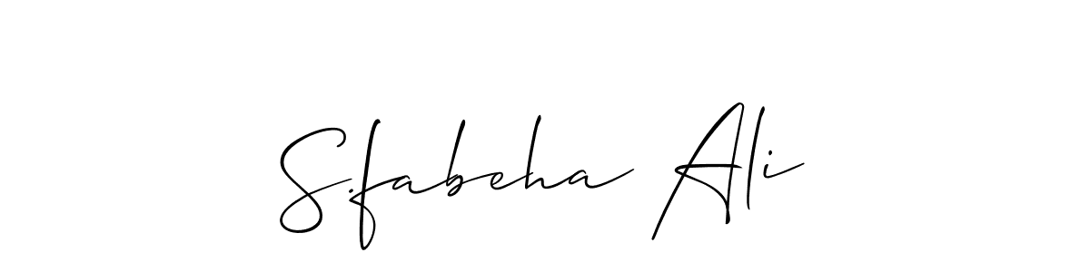 Create a beautiful signature design for name S.fabeha Ali. With this signature (Allison_Script) fonts, you can make a handwritten signature for free. S.fabeha Ali signature style 2 images and pictures png