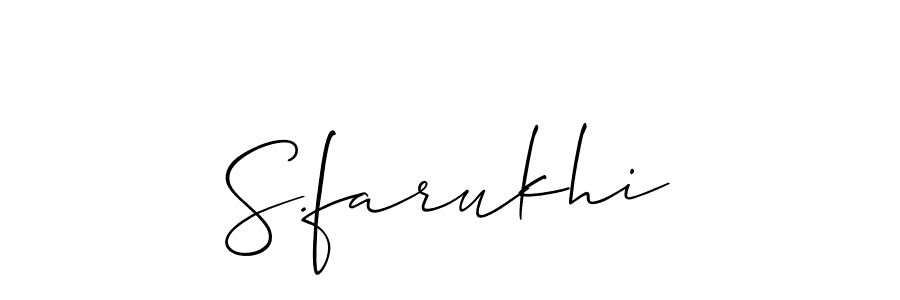 Use a signature maker to create a handwritten signature online. With this signature software, you can design (Allison_Script) your own signature for name S.farukhi. S.farukhi signature style 2 images and pictures png