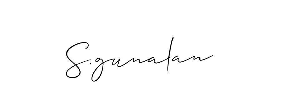 Make a short S.gunalan signature style. Manage your documents anywhere anytime using Allison_Script. Create and add eSignatures, submit forms, share and send files easily. S.gunalan signature style 2 images and pictures png