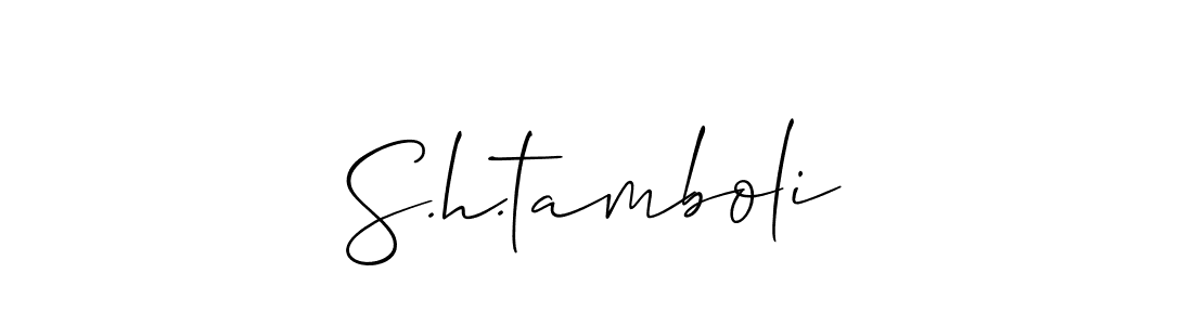 The best way (Allison_Script) to make a short signature is to pick only two or three words in your name. The name S.h.tamboli include a total of six letters. For converting this name. S.h.tamboli signature style 2 images and pictures png