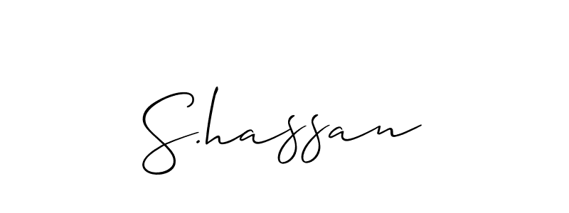 Also You can easily find your signature by using the search form. We will create S.hassan name handwritten signature images for you free of cost using Allison_Script sign style. S.hassan signature style 2 images and pictures png