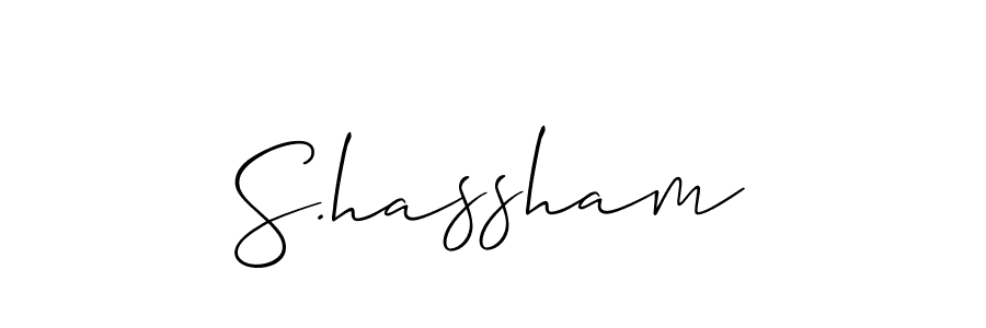 How to make S.hassham name signature. Use Allison_Script style for creating short signs online. This is the latest handwritten sign. S.hassham signature style 2 images and pictures png