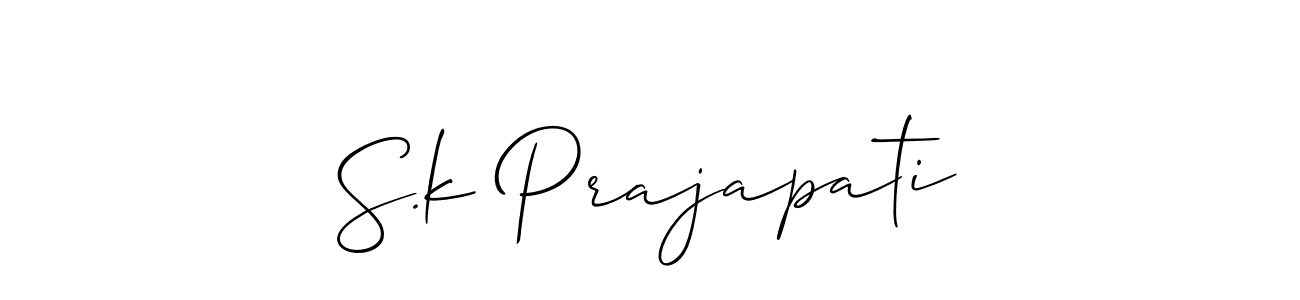 Use a signature maker to create a handwritten signature online. With this signature software, you can design (Allison_Script) your own signature for name S.k Prajapati. S.k Prajapati signature style 2 images and pictures png