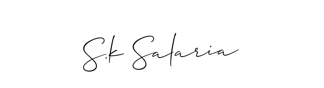 Design your own signature with our free online signature maker. With this signature software, you can create a handwritten (Allison_Script) signature for name S.k Salaria. S.k Salaria signature style 2 images and pictures png