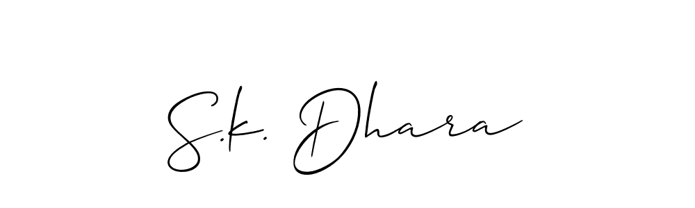 if you are searching for the best signature style for your name S.k. Dhara. so please give up your signature search. here we have designed multiple signature styles  using Allison_Script. S.k. Dhara signature style 2 images and pictures png