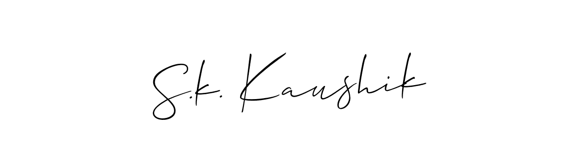 Design your own signature with our free online signature maker. With this signature software, you can create a handwritten (Allison_Script) signature for name S.k. Kaushik. S.k. Kaushik signature style 2 images and pictures png