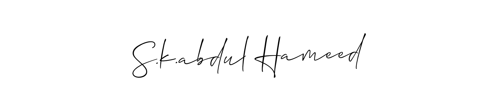 How to make S.k.abdul Hameed name signature. Use Allison_Script style for creating short signs online. This is the latest handwritten sign. S.k.abdul Hameed signature style 2 images and pictures png