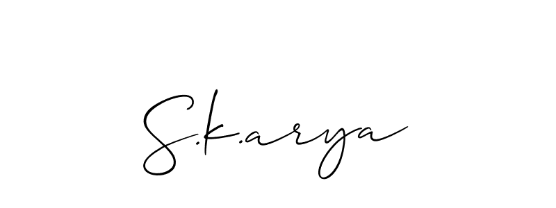 How to Draw S.k.arya signature style? Allison_Script is a latest design signature styles for name S.k.arya. S.k.arya signature style 2 images and pictures png