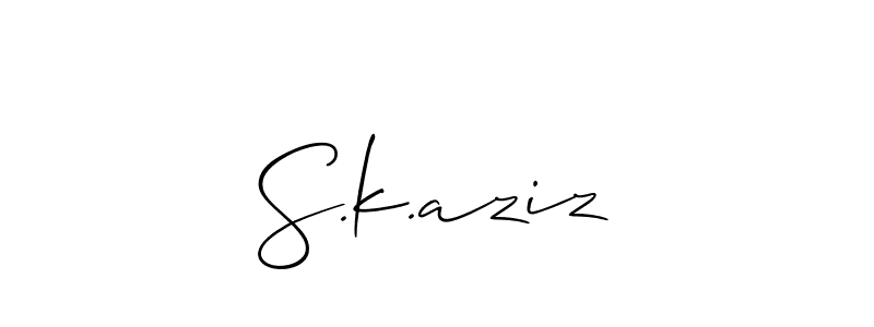 Also we have S.k.aziz name is the best signature style. Create professional handwritten signature collection using Allison_Script autograph style. S.k.aziz signature style 2 images and pictures png