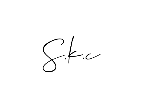 Make a beautiful signature design for name S.k.c. With this signature (Allison_Script) style, you can create a handwritten signature for free. S.k.c signature style 2 images and pictures png
