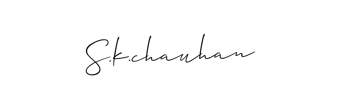 The best way (Allison_Script) to make a short signature is to pick only two or three words in your name. The name S.k.chauhan include a total of six letters. For converting this name. S.k.chauhan signature style 2 images and pictures png