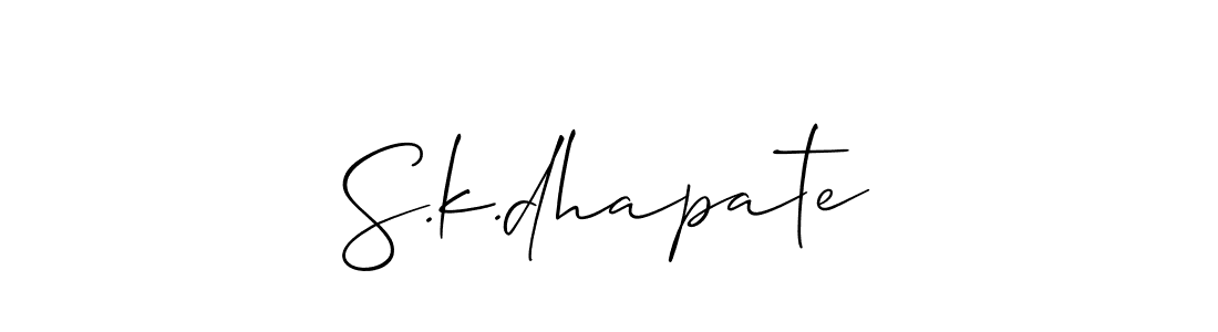 Also You can easily find your signature by using the search form. We will create S.k.dhapate name handwritten signature images for you free of cost using Allison_Script sign style. S.k.dhapate signature style 2 images and pictures png