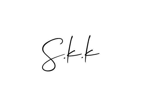 The best way (Allison_Script) to make a short signature is to pick only two or three words in your name. The name S.k.k include a total of six letters. For converting this name. S.k.k signature style 2 images and pictures png