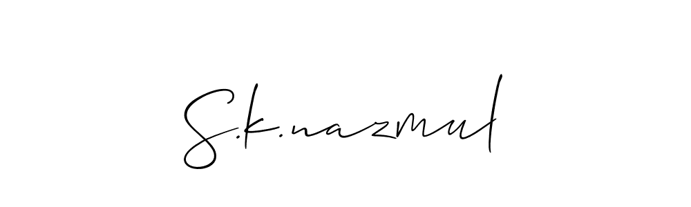 Similarly Allison_Script is the best handwritten signature design. Signature creator online .You can use it as an online autograph creator for name S.k.nazmul. S.k.nazmul signature style 2 images and pictures png