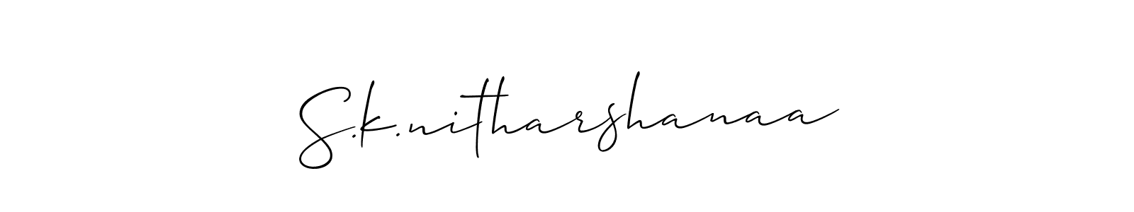 You should practise on your own different ways (Allison_Script) to write your name (S.k.nitharshanaa) in signature. don't let someone else do it for you. S.k.nitharshanaa signature style 2 images and pictures png