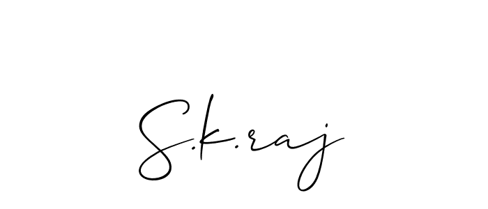 The best way (Allison_Script) to make a short signature is to pick only two or three words in your name. The name S.k.raj include a total of six letters. For converting this name. S.k.raj signature style 2 images and pictures png