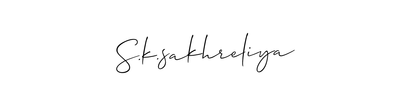 Best and Professional Signature Style for S.k.sakhreliya. Allison_Script Best Signature Style Collection. S.k.sakhreliya signature style 2 images and pictures png