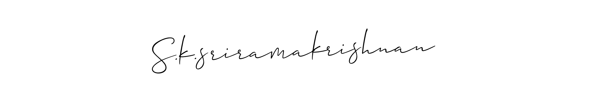 You should practise on your own different ways (Allison_Script) to write your name (S.k.sriramakrishnan) in signature. don't let someone else do it for you. S.k.sriramakrishnan signature style 2 images and pictures png