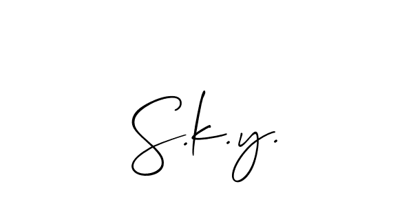 Design your own signature with our free online signature maker. With this signature software, you can create a handwritten (Allison_Script) signature for name S.k.y.. S.k.y. signature style 2 images and pictures png