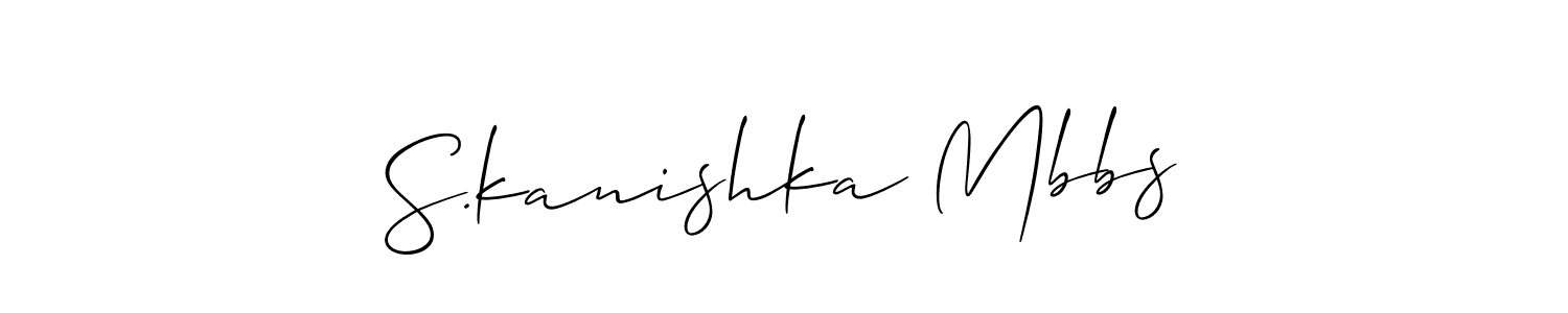 if you are searching for the best signature style for your name S.kanishka Mbbs. so please give up your signature search. here we have designed multiple signature styles  using Allison_Script. S.kanishka Mbbs signature style 2 images and pictures png