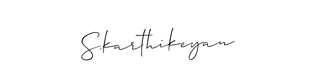 Use a signature maker to create a handwritten signature online. With this signature software, you can design (Allison_Script) your own signature for name S.karthikeyan. S.karthikeyan signature style 2 images and pictures png