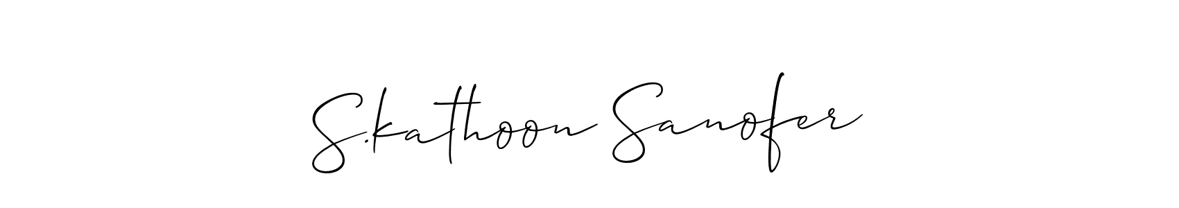 Similarly Allison_Script is the best handwritten signature design. Signature creator online .You can use it as an online autograph creator for name S.kathoon Sanofer. S.kathoon Sanofer signature style 2 images and pictures png