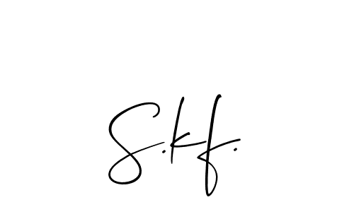 Also we have S.kf. name is the best signature style. Create professional handwritten signature collection using Allison_Script autograph style. S.kf. signature style 2 images and pictures png