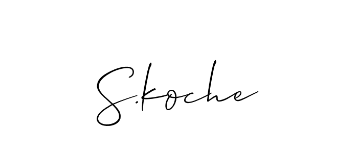 The best way (Allison_Script) to make a short signature is to pick only two or three words in your name. The name S.koche include a total of six letters. For converting this name. S.koche signature style 2 images and pictures png