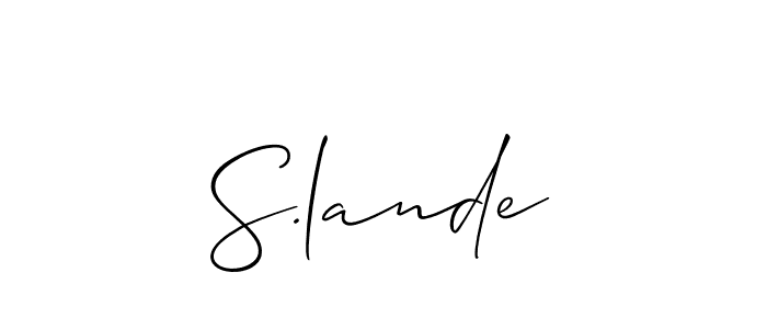 Make a short S.lande signature style. Manage your documents anywhere anytime using Allison_Script. Create and add eSignatures, submit forms, share and send files easily. S.lande signature style 2 images and pictures png