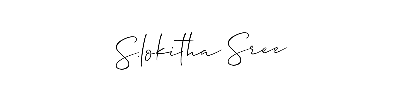 Use a signature maker to create a handwritten signature online. With this signature software, you can design (Allison_Script) your own signature for name S.lokitha Sree. S.lokitha Sree signature style 2 images and pictures png