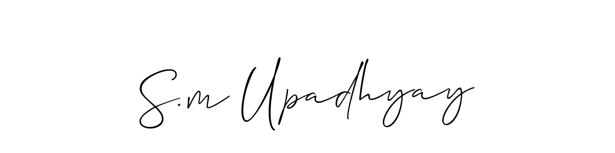 Allison_Script is a professional signature style that is perfect for those who want to add a touch of class to their signature. It is also a great choice for those who want to make their signature more unique. Get S.m Upadhyay name to fancy signature for free. S.m Upadhyay signature style 2 images and pictures png