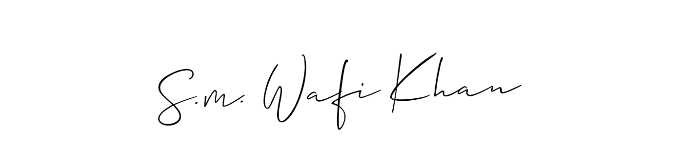 Use a signature maker to create a handwritten signature online. With this signature software, you can design (Allison_Script) your own signature for name S.m. Wafi Khan. S.m. Wafi Khan signature style 2 images and pictures png